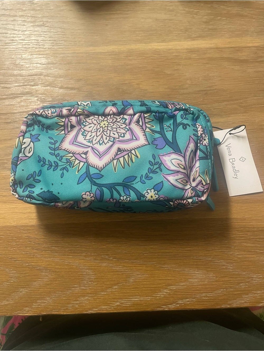 Vera Bradley Teal Floral Zip Cosmetic Case